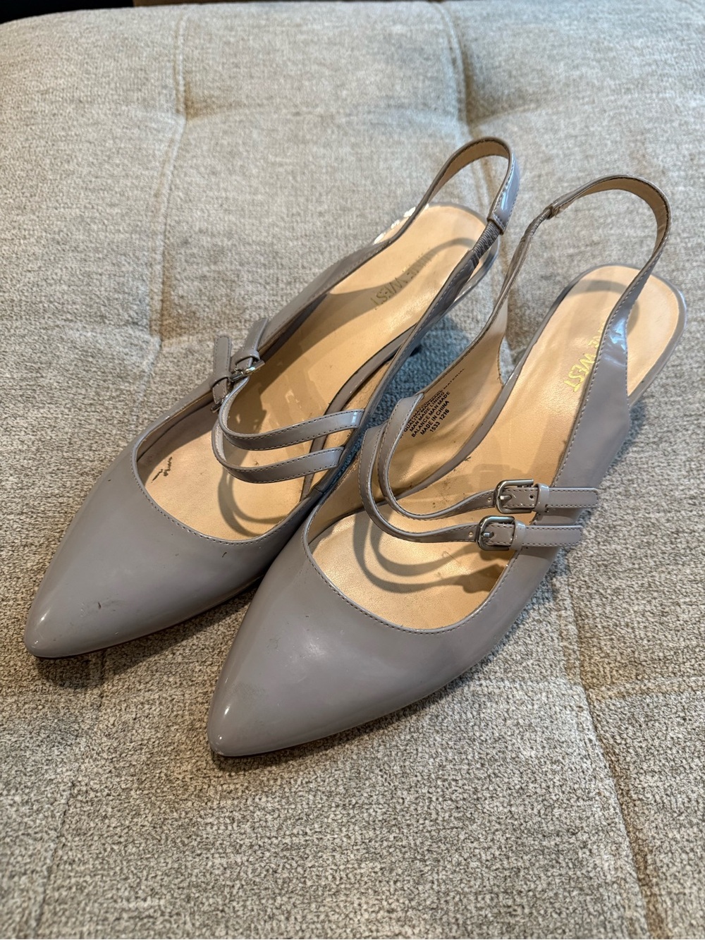 Nine West Matchmaker Grey Patent Slingback Kitten Heels 11M